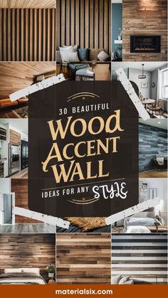 "Collage of various wood accent wall designs with the text '30 Beautiful Wood Accent Wall Ideas for Any Style'." Wall Ideas For Bedroom, Accent Wall Designs