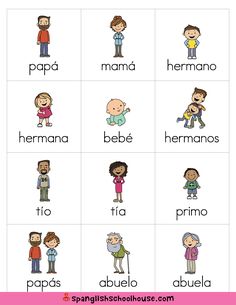 spanish worksheet with pictures of people and words in the form of letters for children