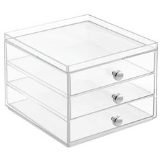 three drawer clear acrylic jewelry box