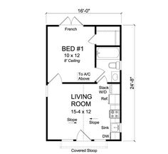 the floor plan for a small house with two bedroom and living room, as well as a