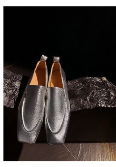 #HighShine #Loafers #Metallic #Minimalism #WomenShoes Silver Slip-on Loafers For Office, Silver Closed Toe Leather Loafers, Silver Leather Closed Toe Loafers, Business Platform Loafers With Pointed Toe And Rubber Sole, Silver Round Toe Loafers For Business, Silver Slip-on Loafers For Business, Silver Slip-on Business Loafers, Silver Loafers With Round Toe For Business, Silver Leather Flats For Work