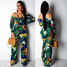 Floral Jumpsuit - Destined by Destiny Off The Shoulder Jumpsuit, Jumpsuit Long Sleeve, Trinidad Tobago, Jumpsuit Long, Boost Your Confidence, Women Formals, Bell Bottom Pants