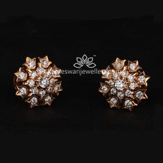 Earrings L : 0.57 inches; W : 0.65 inches  Screw Type : Chennai   Closed Setting workmanship. Diamond Earrings Indian, Kameswari Jewellers, Buy Earrings Online, Indian Jewelry Earrings, Gold Earrings Models, Gold Jewelry Stores, Gold Pendant Jewelry, Gold Ring Designs, Buy Earrings