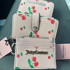 All Three Juicy Couture Pink Multi Cherry Juicy Fruit Wallets Bnwt Pretty Bags, Nails Coffin, Cute Bags, Product Photos, Christmas Wishlist, Wristlets