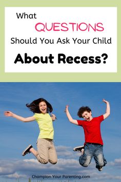 Kids jumping in the air.  What Questions Should You Ask Your Child About Recess?  Do they have trouble on the playground?