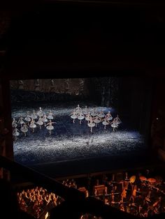 a group of ballet dancers on stage in front of an audience