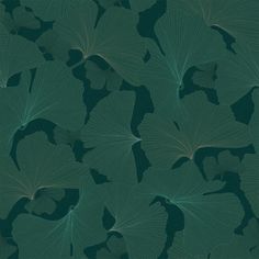 a large green leafy pattern on a black background