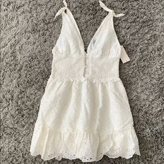 Reposhing This Item I Purchased From @Wein_cellar. Loved It, But Ready To Rotate For Something New. Questions? Leave A Comment Below! White V-neck Mini Dress With Smocked Back, Shoulder Tie Dress, Tie Dress, Something New, Colorful Dresses, Color White, Mini Dress, Womens Dresses, Women Shopping