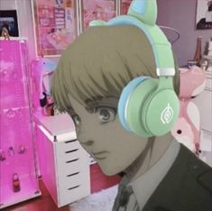 a man wearing headphones in a room