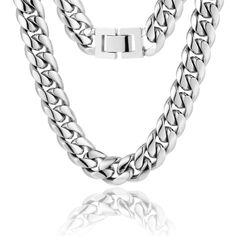 THE STORMTROOPER® - 12mm Miami Cuban Link Chain White Gold Plated Necklaces Bling Proud Urban Jewelry, Miami Cuban Link Chain, Miami Cuban Link, Cuban Link Chain Necklaces, Gold Chains For Men, Miami Cuban, Mens Chain Necklace, Hip Hop Jewelry, Cuban Link Chain