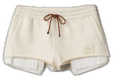 Miu Miu Cotton Bottoms For Spring, Summer Fitted Miu Miu Bottoms, Miu Miu Casual Short Bottoms, Casual Short-length Miu Miu Bottoms, Miu Miu Sweatshirt, Natural Women, Track Shorts, Pleated Shorts, Fleece Shorts