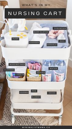 #Baby_Carts_Organization #Nursing_Set_Up #Newborn_Utility_Cart_Organization #Nursery_Milk_Station Nursing Set Up, Baby Carts Organization, Infant Care Cart, Nursing Area In Bedroom, Baby Nesting Checklist, Nursing Area In Nursery, 3 Tier Cart Post Partum, Room Share With Newborn, Nursing Caddy Cart