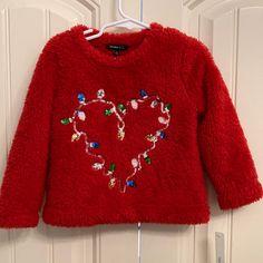 Takara Girls (From Dillard’s) Fuzzy Red Sweatshirt. Heart With Sequined Christmas Lights. Sooo Cute And Cozy But My Little Girl Said No. New With Tags. It’s Been In The Closet, But No Issues. Cute Red Winter Tops, Red Festive Holiday Top, Red Holiday Tops For Festive Occasion, Cute Red Holiday Tops, Cute Long Sleeve Tops For Festive Occasions, Red Sweatshirt, In The Closet, The Closet, Christmas Sweatshirts