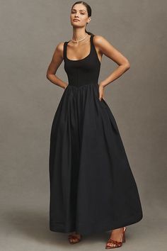 BHLDN Rita Scoop-Neck Fit & Flare Maxi Dress Black Wedding Guest Dresses, Flare Maxi Dress, Black Tie Wedding Guest Dress, Wedding Outfits For Women, Winter Wedding Guest Dress, Black Tie Wedding Guests, Fall Wedding Guest Dress, Guest Attire, Black Tie Dress