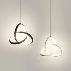 two suspended lights in the shape of circles