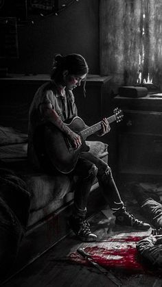 an old black and white photo of a man sitting in a chair next to a fire place