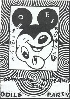 an old poster with mickey mouse on it's face and numbers in the background