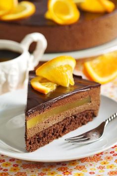 there is a piece of cake with orange slices on it and the words good morning