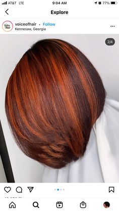 Relaxed Hair Highlights, Copper Highlights Black Women, Bob With Bangs Red Hair, Fall Natural Hair Color For Black Women, Ombre Sew In, 350 Hair Color On Black Women, Fall Color Bobs Black Women, Ginger Red Hair Black Women