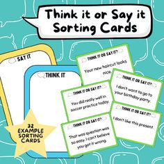 some sort of thinking cards with the words think it or say it