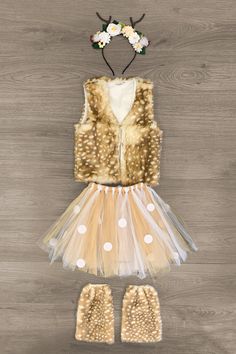 Woodland Deer Vest & Tutu Costume Set Costume Sparkle In Pink Toddler Deer Costume Girl, Kids Deer Costume, Deer Costume Diy, Deer Costume Women, Girl Deer Costume, Woodland Elf Costume, Deer Costume For Kids, Baby Deer Costume, Fawn Costume