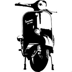 a black and white photo of a scooter