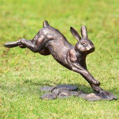 Running Rabbit Garden Decor-Garden | Iron Accents Running Rabbit, Bunny Statue, Rabbit Garden, Rabbit Sculpture, Outdoor Garden Statues, Statues For Sale, Rabbit Decor, Outdoor Statues, Garden Ornaments