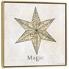 a paper star with the word magic written on it framed print by jorgor