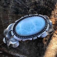 Chimney Butte Navajo Larimar & Sterling Silver Bracelet Cuff – Nizhoni Traders LLC Larimar Jewelry