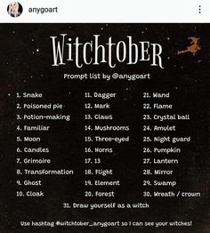 a black and white photo with the words witchtober written in large font on it