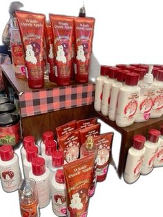 many different types of body care products on display