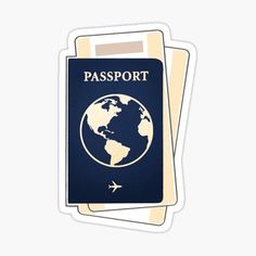 a passport sticker with an airplane flying over the earth on it's back