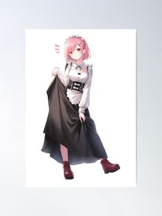 "Playful Charmer - Ram Waifu Dress Art" Poster for Sale by gan-vogh | Redbubble Sell Your Art