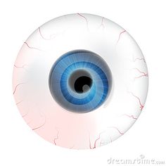 an eyeball with blue and white iris