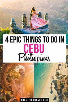 four pictures with the words 4 epic things to do in cebu philippines on them