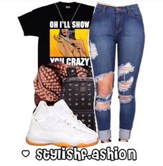 Citrus 11 Jordan 7 Citrus Outfit, Mcm Backpack, White Jeans, Fashion Looks, Tee Shirts, Pants, How To Wear