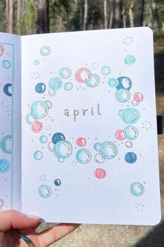 Journal Month Page April, April Journal Cover Page, Spring Bujo Ideas, April Journal Spread, April Doodles Bullet Journal, April Bujo Calendar, April Bullet Journal Quotes, April Reading Journal Spread, Bullet Journal Themes April