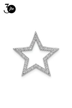 Rhodium over 14k white gold 0.09 cttw diamond star chain slide pendant. Measures approximately 11/16"L x 11/16"W. Moissanite Necklace, Yellow Gemstones, Diamond Alternatives, Star Chain, Diamond Star, Fashion Jewelry Earrings, Pearl Gemstone, Pearl Color, Fine Jewellery Necklace