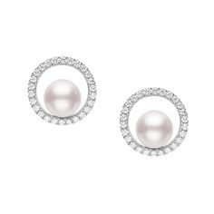 Mikimoto Classic Akoya Cultured Pearl Earring with Diamonds Mikimoto Jewelry, Bubble Earrings, Earrings With Diamonds, Mikimoto Pearls, Pearl And Diamond Earrings, Pearl Earring, White Gold Earrings, Pearl Set, Akoya Pearls