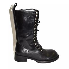 New! Jeffrey Campbell Gazette Black Leather Tall Lace Up Combat Boot 7.5 Dd433 Msrp $275 New Without Box-Never Worn-Guaranteed Authenticity No Shoe Box/Bag Size Info True To Size. Details & Care Mid-Calf Lace-Up Heeled Boot Fits True To Size Measurements Taken From Size 7 1.5" Heel, 0.5" Platform 9.5" Shaft, 8" Leg Opening Leather / Fabric Upper, Leather Lining, Synthetic Sole Zipper & Lace-Up Closure White Combat Boots, Suede Combat Boots, Boot Fits, Black Moto Boots, Crocs Boots, Platform Combat Boots, White Ankle Boots, Chelsea Rain Boots, Black Combat Boots