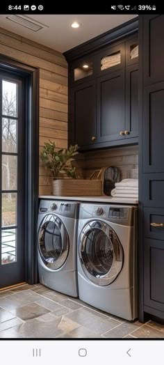 a washer and dryer in a small room