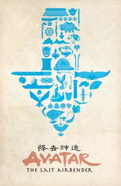 an advertisement for avatar the last airbender, written in blue ink on parchment paper