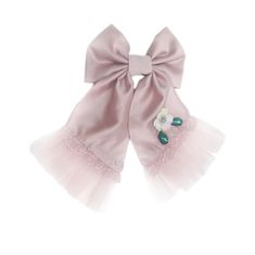 Add a touch of elegance to any outfit with our Pink Satin Ballerina Hair Bow! Made with soft satin and accented with a delicate tulle ruffle and emerald green bead embroidery, this hair bow is perfect for little girls who love to feel fancy and stylish. Elevate any look with this beautiful accessory! Handmade in Turkey Measures approximately 5" x 8" Suitable for 2 Years and older Comfortable back hair clasp Made to match our Ballerina Tutu Dress Care Instructions: Spot clean only Ballerina Tutu Dress, Ballerina Hair, Ballerina Tutu, Hair Clasp, Girls Dress Outfits, Knitted Booties, Bow Headband Hairstyles, Mom Dress