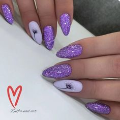 Lilac Nails Design, Ongles Gel Violet, Purple Nail Art, Lilac Nails, Fancy Nails Designs, Stiletto Nails Designs, Almond Acrylic Nails, Easter Nails, Get Nails