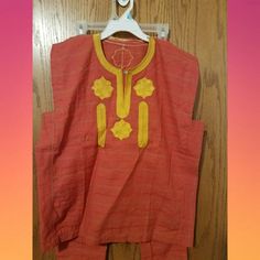 Sleeveless 3t African Outfit With Pants Outfit With Pants, Gold Orange, Orange Gold, African Clothing, Matching Sets, Kids Shop, Orange, Pants, Gold