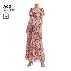 in stock Elegant Multicolor Maxi Dress For Garden Party, Elegant Flowy Multicolor Dresses, Elegant Multicolor Flowy Dresses, Casual Floral Print Empire Waist Dress, Elegant Multicolor Floral Dress, Feminine Empire Waist Maxi Dress, Casual Multicolor Feminine Dress, Elegant Multicolor Floral Dress With Short Sleeves, Chic Floral Print Maxi Dress With Empire Waist