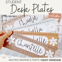 the student desk plates are made with different types of paper