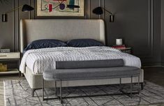 Jasper Bed - 13 Hub Lane   | Universal Furniture Bedroom, Bed Fabric, Bedroom Aesthetics, Linen Headboard, King Upholstered Bed, Queen Upholstered Bed, Display Area, Bedrooms Ideas, Fabric Headboard