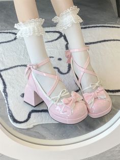 Color: Pink, Size: 40. Coquette Shoes, Outfit Sketches, Cute Shoes Heels, Mid Heel Shoes, Kawaii Things, Kawaii Shoes, Future Me, Sweet Lolita, Milky White