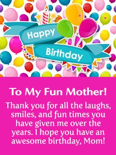 happy birthday card for mother with balloons